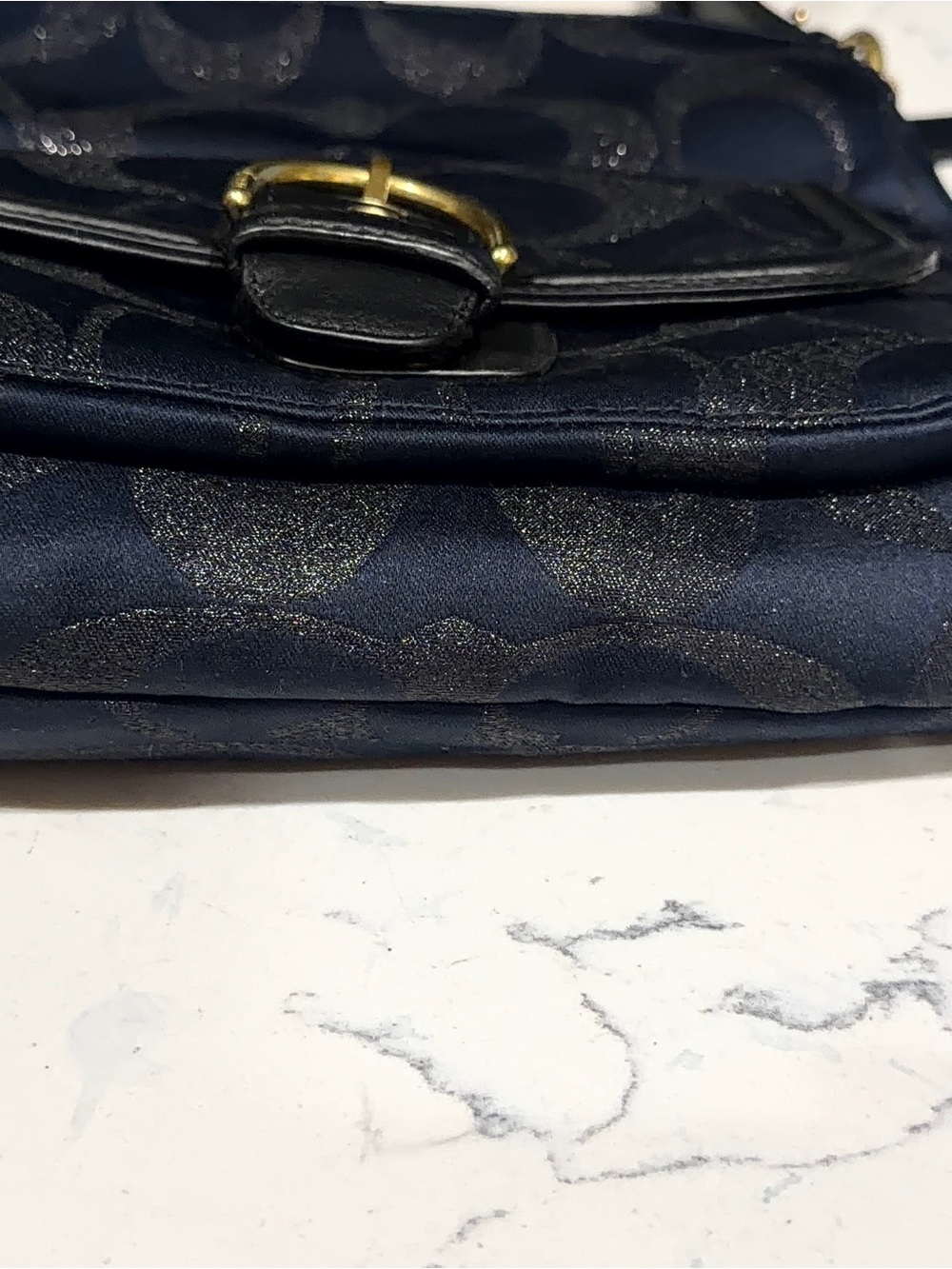 Coach Campbell metallic Signature Crossbody Bag with Front Buckle Pocket - Picture 7 of 9